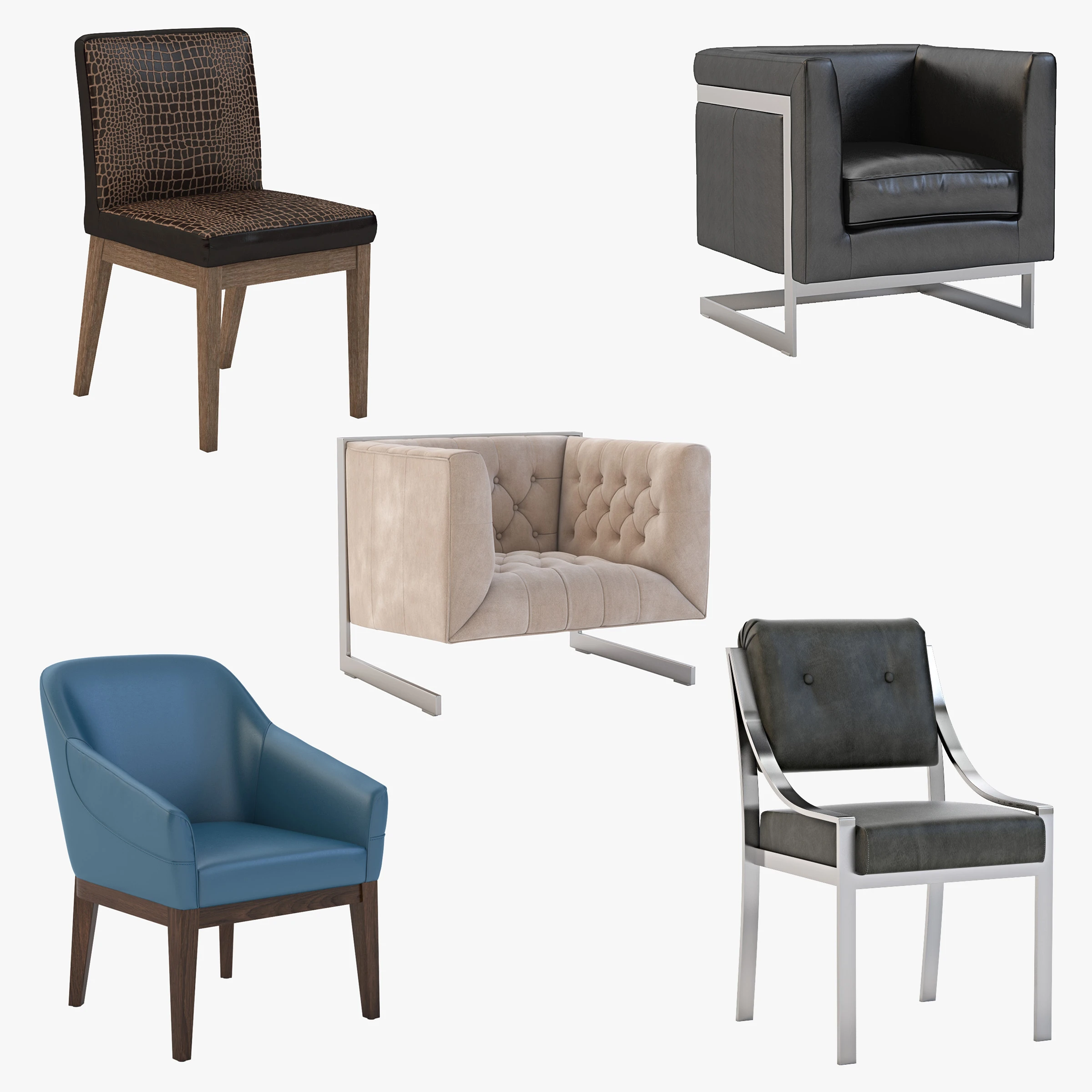 Sunpan Chair Collection 01 3D Model_01